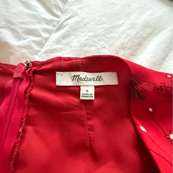 Madewell Red Longsleeve Floral Pattern Mini Dress - Picture 4 of 11
